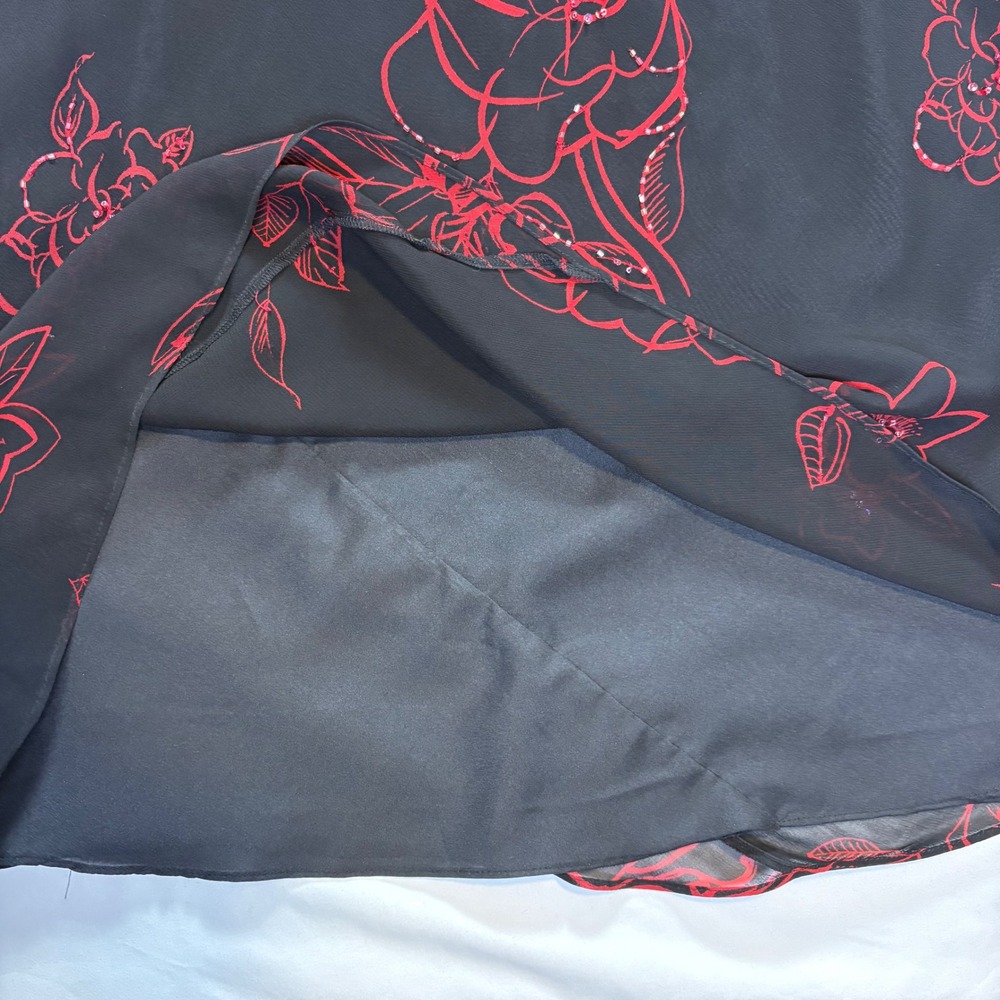 Dressbarn Floral Maxi‎ Dress M Beads Sheer Y2K Whimsigoth Romantic Witchy Fairy - Picture 11 of 11